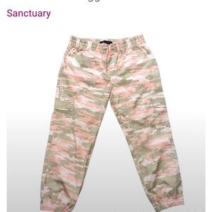 Sanctuary Peach and Green Camouflage Cargo Joggers, 31